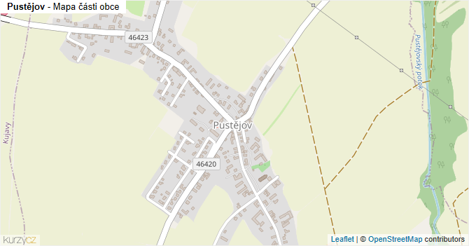 Pustějov - mapa části obce