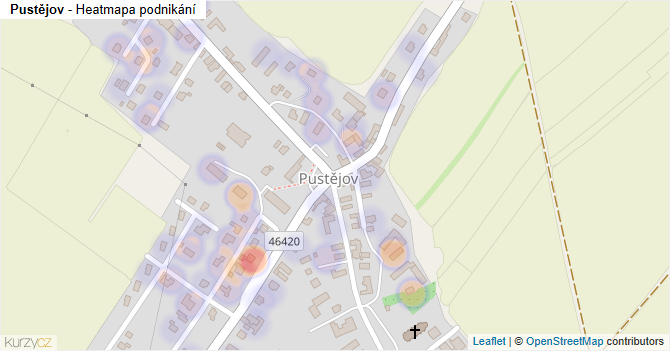 Pustějov - mapa podnikání