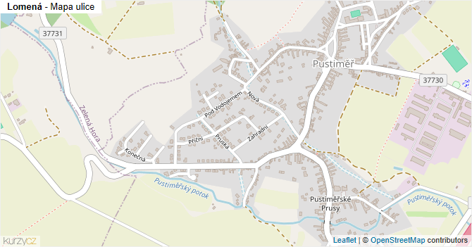 Lomená - mapa ulice
