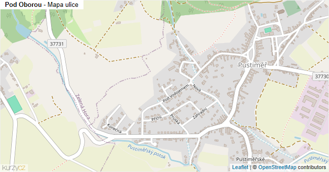 Pod Oborou - mapa ulice
