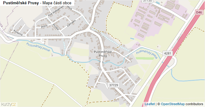 Pustiměřské Prusy - mapa části obce