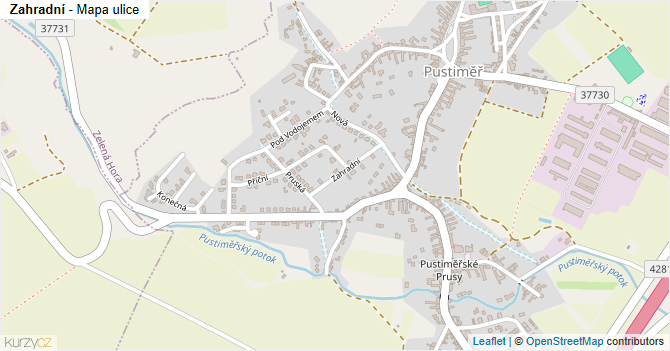 Zahradní - mapa ulice