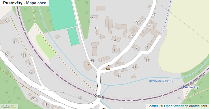 Pustověty - mapa obce