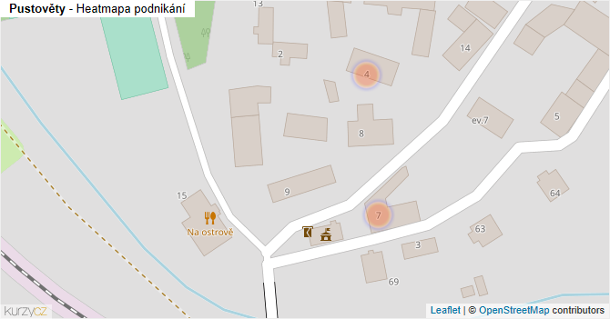 Pustověty - mapa podnikání