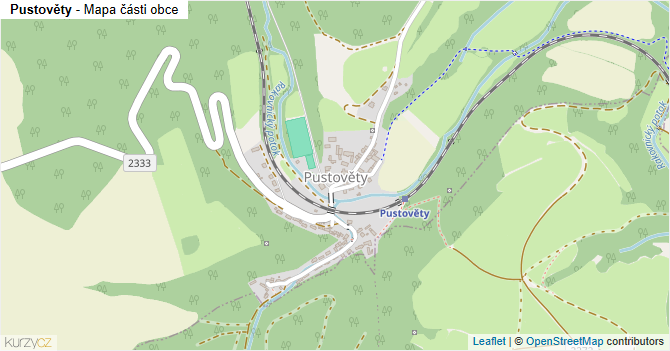 Pustověty - mapa části obce