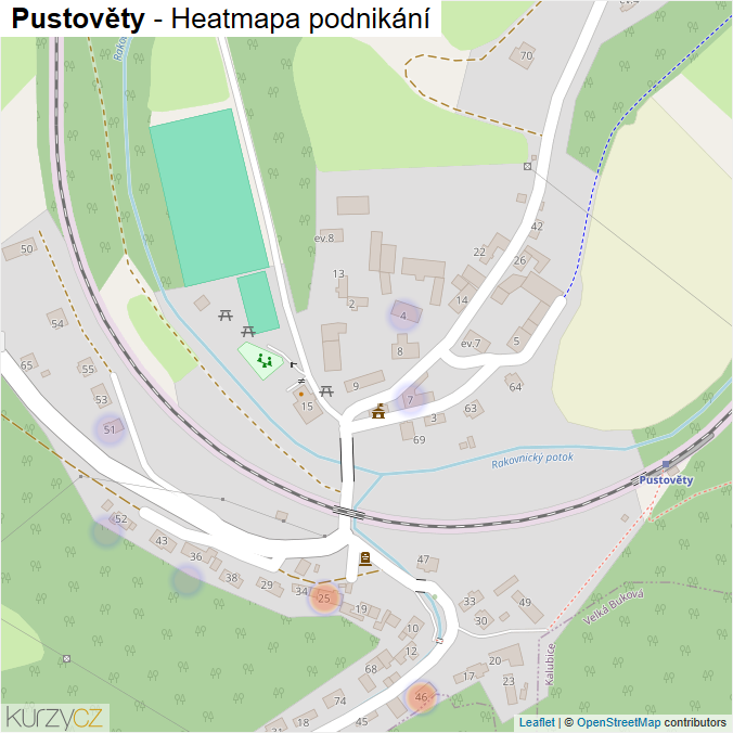 Mapa Pustověty - Firmy v části obce.