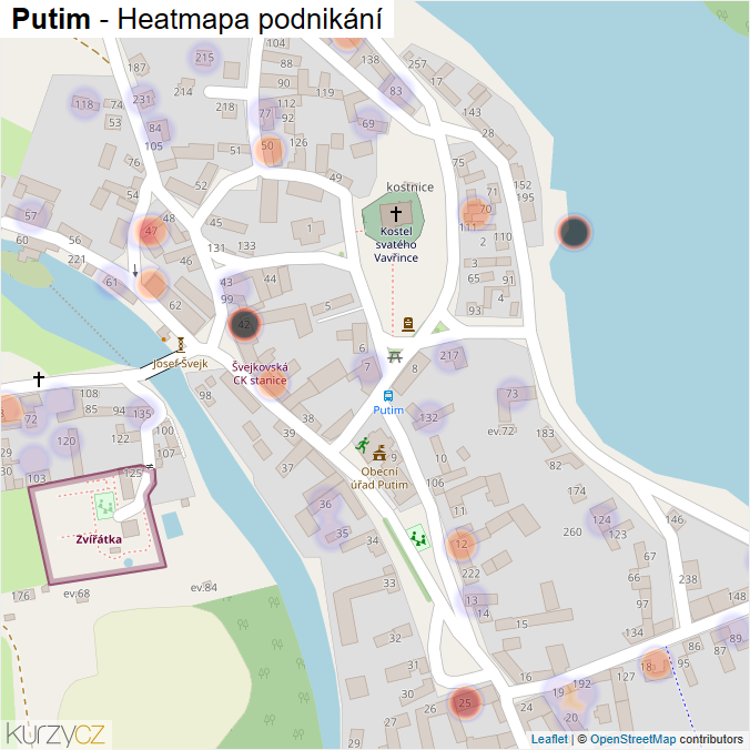 Mapa Putim - Firmy v části obce.