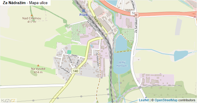 Za Nádražím - mapa ulice