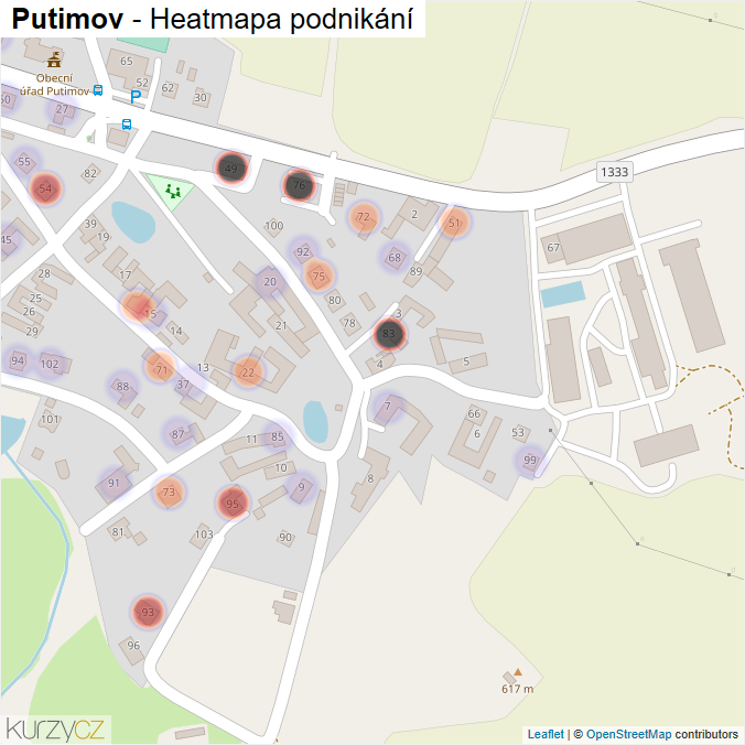 Mapa Putimov - Firmy v části obce.
