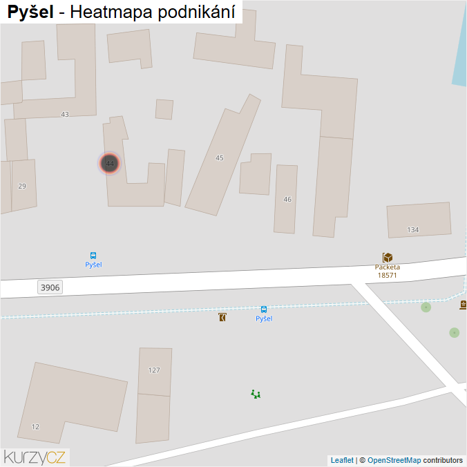 Mapa Pyšel - Firmy v obci.