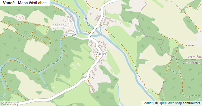 Vaneč - mapa části obce