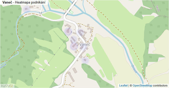 Vaneč - mapa podnikání