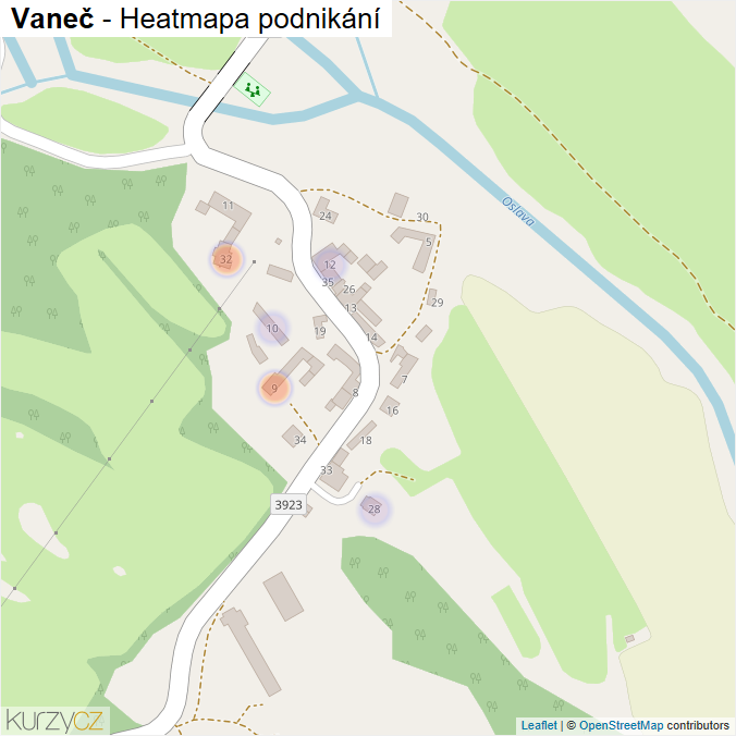 Mapa Vaneč - Firmy v části obce.