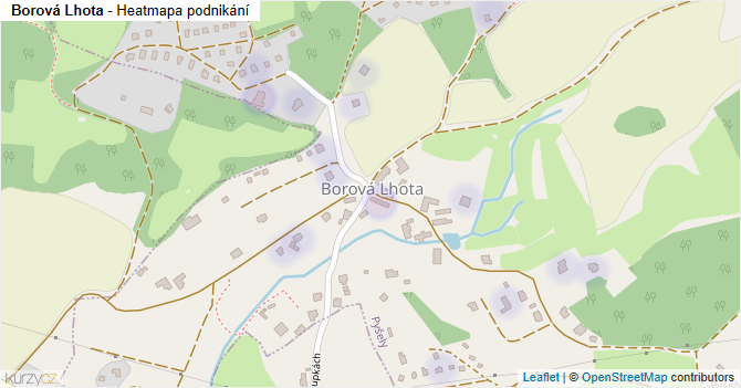 Borová Lhota - mapa podnikání