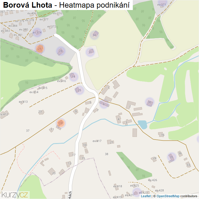 Mapa Borová Lhota - Firmy v části obce.