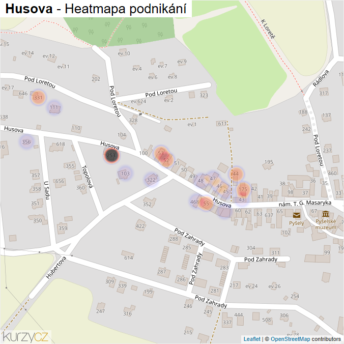 Mapa Husova - Firmy v ulici.