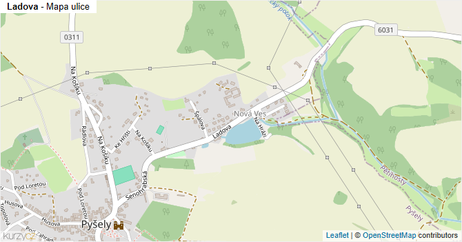 Ladova - mapa ulice