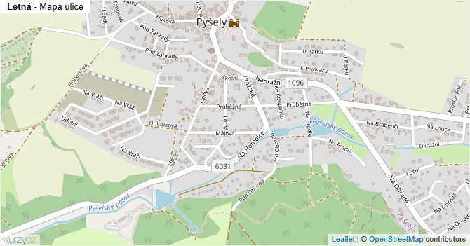 Letná - mapa ulice