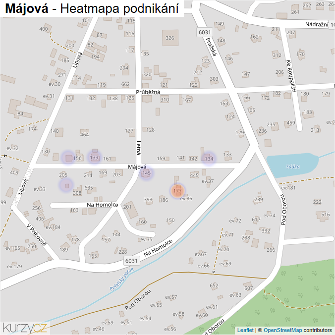 Mapa Májová - Firmy v ulici.