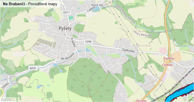 Na Brabenčí - záplavové mapy stoleté vody