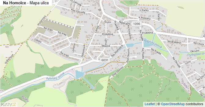Na Homolce - mapa ulice
