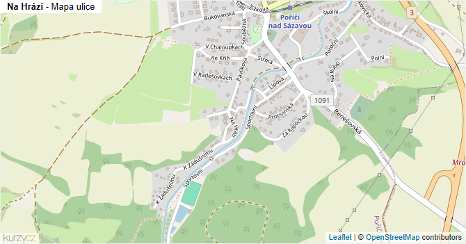 Na Hrázi - mapa ulice