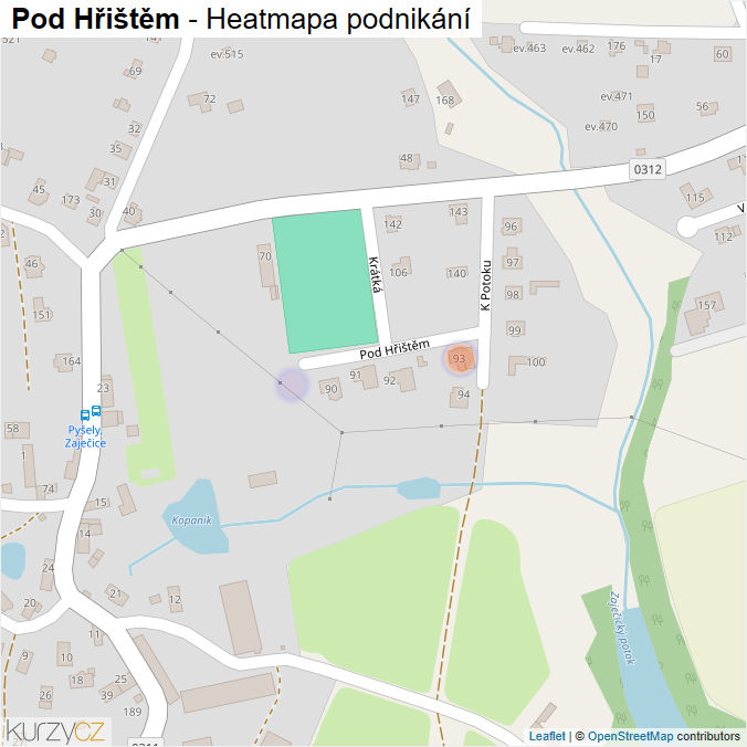 Mapa Pod Hřištěm - Firmy v ulici.