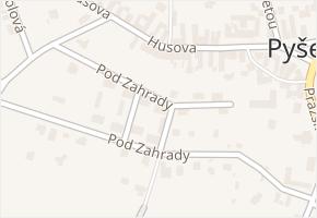 Pod Zahrady v obci Pyšely - mapa ulice