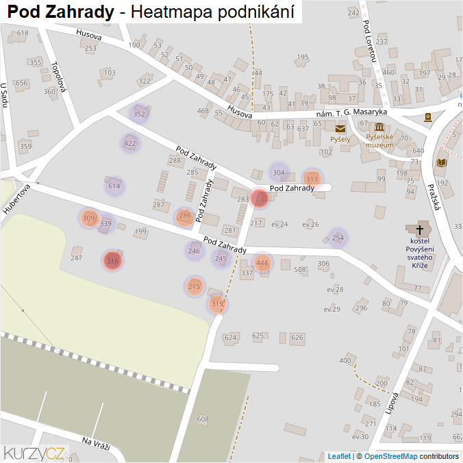 Mapa Pod Zahrady - Firmy v ulici.