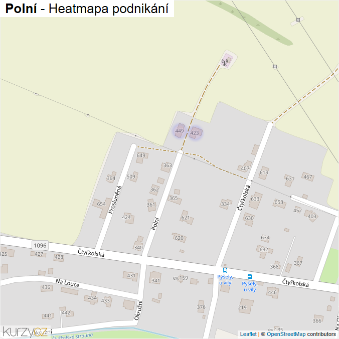 Mapa Polní - Firmy v ulici.