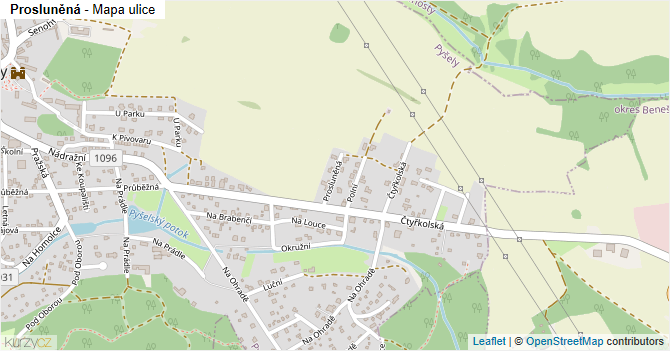 Prosluněná - mapa ulice