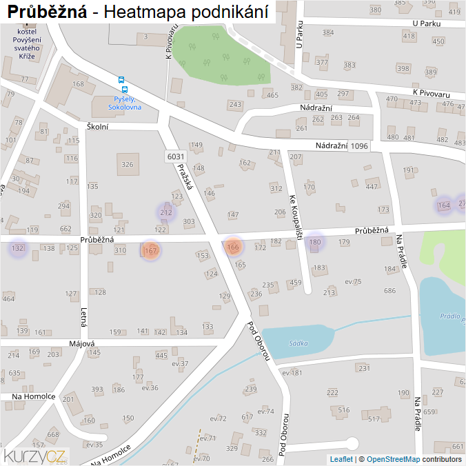 Mapa Průběžná - Firmy v ulici.