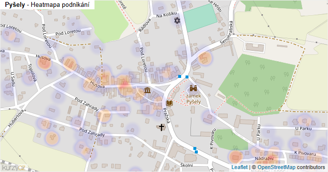 Pyšely - mapa podnikání