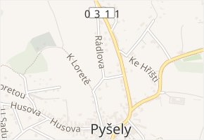 Rádlova v obci Pyšely - mapa ulice