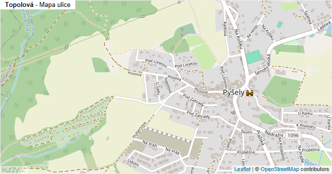 Topolová - mapa ulice