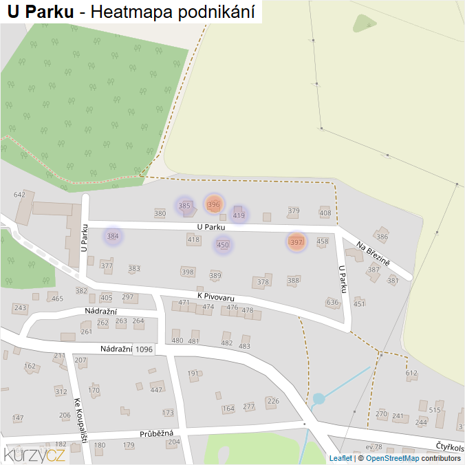 Mapa U Parku - Firmy v ulici.