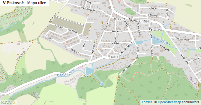 V Pískovně - mapa ulice