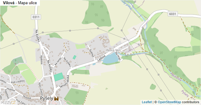 Vilová - mapa ulice