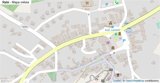 Rabí - mapa města