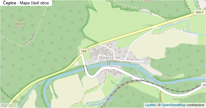 Čepice - mapa části obce