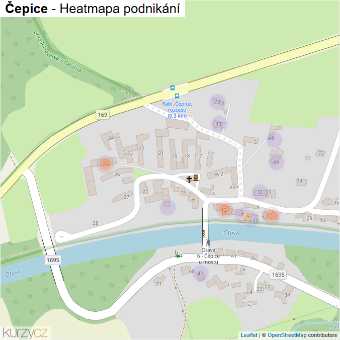 Mapa Čepice - Firmy v části obce.