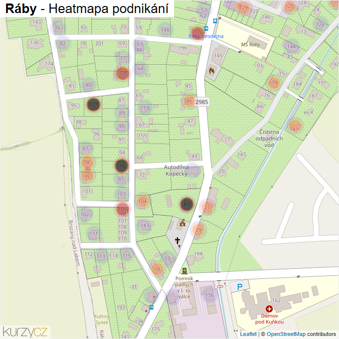 Mapa Ráby - Firmy v části obce.