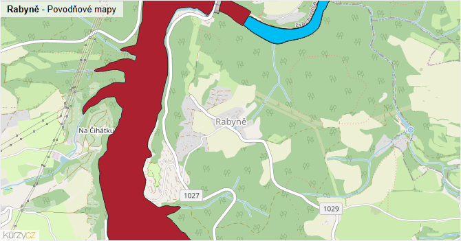 Rabyně - záplavové mapy stoleté vody