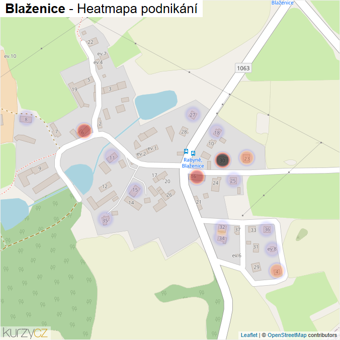 Mapa Blaženice - Firmy v části obce.
