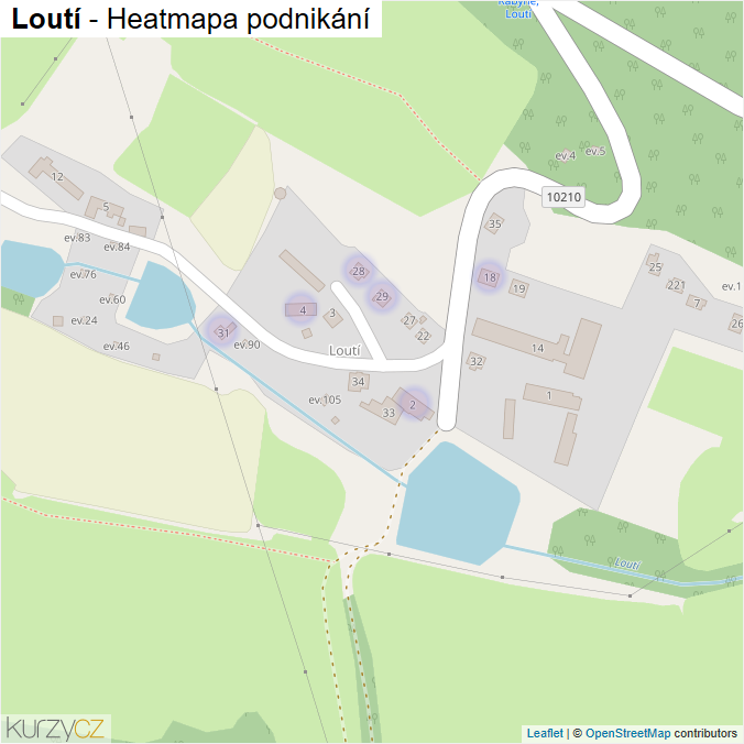 Mapa Loutí - Firmy v části obce.
