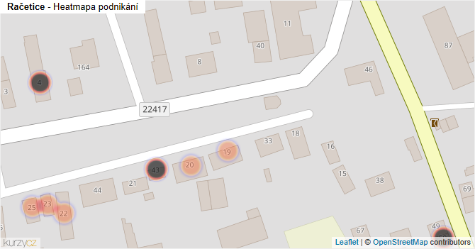 Račetice - mapa podnikání