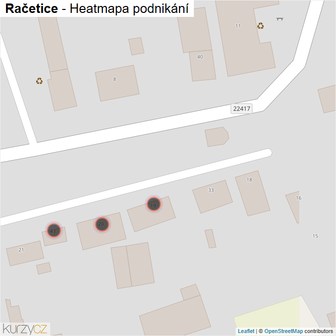Mapa Račetice - Firmy v obci.