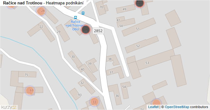 Račice nad Trotinou - mapa podnikání