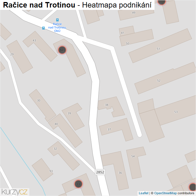 Mapa Račice nad Trotinou - Firmy v obci.