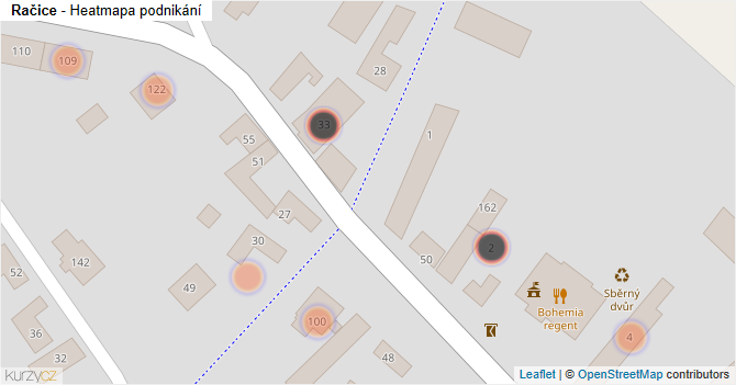 Račice - mapa podnikání